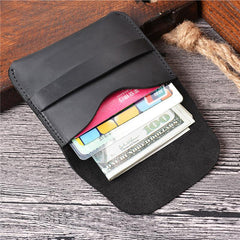 Vintage Brown Leather Men's Coin Holder Black Card Wallet Slim billfold Wallet For Men - imessengerbags