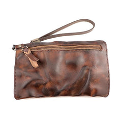 Retro Soft Leather Brown Men's Business Black Clutch Bag Purse Large Red Wristlet Bag For Men - imessengerbags