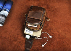 Fashion Black Leather Men's Sling Bag Chest Bag Brown One Shoulder Backpack For Men - imessengerbags