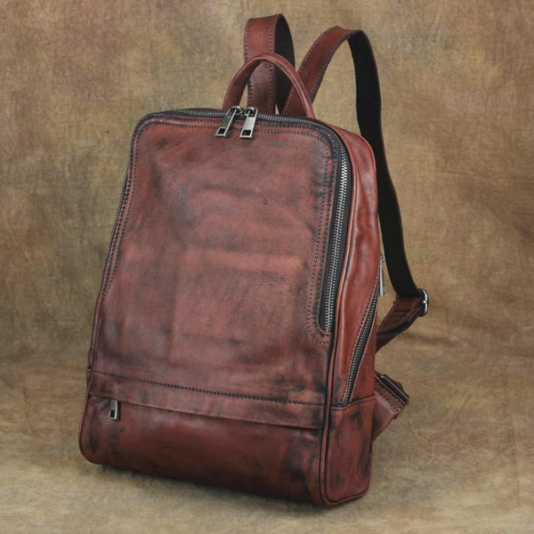 Vintage Leather Men's Backpack 13'' Laptop Backpack School Backpack For Men - imessengerbags