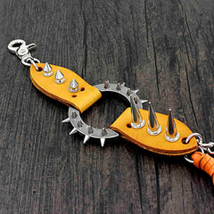Badass Double Leather Metal Wallet CHain Pants Chain Long Biker Wallet Chain For Men - imessengerbags