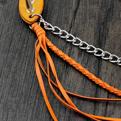Badass Double Leather Metal Wallet CHain Pants Chain Long Biker Wallet Chain For Men - imessengerbags