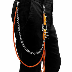 Badass Double Leather Metal Wallet CHain Pants Chain Long Biker Wallet Chain For Men - imessengerbags