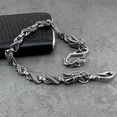 Cool Silver Dragon Mens Biker Wallet Chain STAINLESS STEEL Pants Chain Wallet Chain For Men - imessengerbags