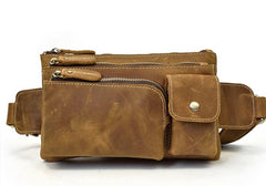 Brown Cool LEATHER MENS FANNY PACK FOR MEN BUMBAG Vintage WAIST BAGS