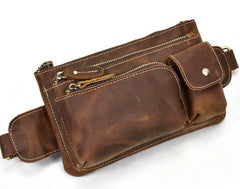 Brown Cool LEATHER MENS FANNY PACK FOR MEN BUMBAG Vintage WAIST BAGS