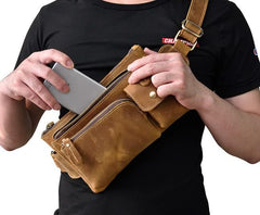 Brown Cool LEATHER MENS FANNY PACK FOR MEN BUMBAG Vintage WAIST BAGS