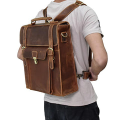 Cool Leather Mens Briefcase Handbag Backpack Satchel Backpack Travel Backpack for Men - imessengerbags