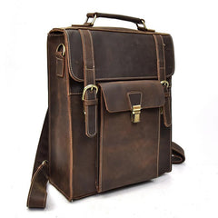Cool Leather Mens Briefcase Handbag Backpack Satchel Backpack Travel Backpack for Men - imessengerbags