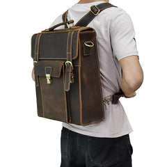 Cool Leather Mens Briefcase Handbag Backpack Satchel Backpack Travel Backpack for Men - imessengerbags