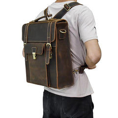 Cool Leather Mens Briefcase Handbag Backpack Satchel Backpack Travel Backpack for Men