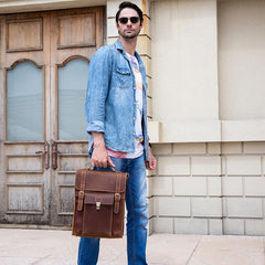 Cool Leather Mens Briefcase Handbag Backpack Satchel Backpack Travel Backpack for Men - imessengerbags