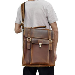 Cool Leather Mens Briefcase Handbag Backpack Satchel Backpack Travel Backpack for Men - imessengerbags