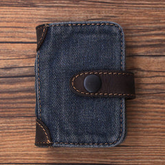 Black Denim Bifold Mens Card Wallet Denim Card Holders Card Wallet For Women