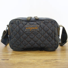 Blue Denim Womens Small Quilted Messenger Bags Denim Vintage Side Bag Quilted Crossbody Bag For Men