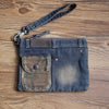 Vintage Denim Black Womens Envelope Bag Clutch Jean Wristlet Bag Hand Bag For Men