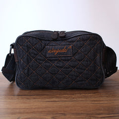 Black Denim Womens Small Quilted Shoulder Bags Denim Vintage Side Bag Quilted Messenger Bag For Men