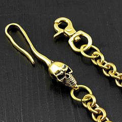 Badass Brass SKull Long Wallet CHain Biker wallet Chain Gold Pants Chains For Men - imessengerbags