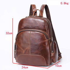 BROWN LEATHER MEN'S College Backpack Travel Backpack Leather Backpack For Men