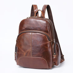 BROWN LEATHER MEN'S College Backpack Travel Backpack Leather Backpack For Men