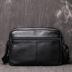 Black LEATHER MENS Small Courier Bag SIDE BAG Black Leather MESSENGER BAG FOR MEN