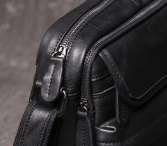 Black LEATHER MENS Small SIDE BAG COURIER BAG Black Small MESSENGER BAG FOR MEN