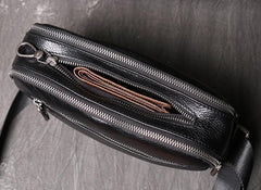 Black LEATHER MENS Small SIDE BAGS COURIER BAG Black MESSENGER BAG FOR MEN