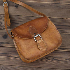 Brown Leather Small Small Saddle Messenger Bag Mini Shoulder Bag Side Bag For Men