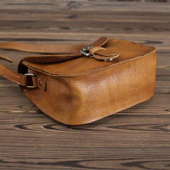 Brown Leather Small Small Saddle Messenger Bag Mini Shoulder Bag Side Bag For Men