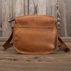 Brown Leather Small Small Saddle Messenger Bag Mini Shoulder Bag Side Bag For Men