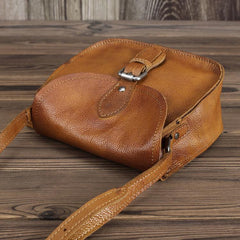 Brown Leather Small Small Saddle Messenger Bag Mini Shoulder Bag Side Bag For Men