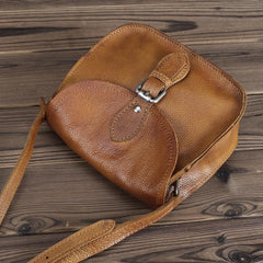 Brown Leather Small Small Saddle Messenger Bag Mini Shoulder Bag Side Bag For Men