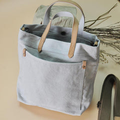 Simple Leather Canvas Womens Mens Small Tote Shoulder Bag Messenger Bag Canvas Handbag For Men Women - imessengerbags