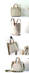 Simple Leather Canvas Womens Mens Small Tote Shoulder Bag Messenger Bag Canvas Handbag For Men Women - imessengerbags