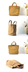 Simple Leather Canvas Womens Mens Small Tote Shoulder Bag Messenger Bag Canvas Handbag For Men Women - imessengerbags
