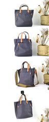 Simple Leather Canvas Womens Mens Small Tote Shoulder Bag Messenger Bag Canvas Handbag For Men Women - imessengerbags