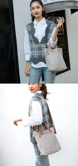 Simple Leather Canvas Womens Mens Small Tote Shoulder Bag Messenger Bag Canvas Handbag For Men Women - imessengerbags