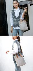 Simple Leather Canvas Womens Mens Small Tote Shoulder Bag Messenger Bag Canvas Handbag For Men Women