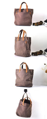 Simple Leather Canvas Womens Mens Small Tote Shoulder Bag Messenger Bag Canvas Handbag For Men Women - imessengerbags