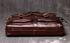 Oiled Leather Men's Red Brown Professional Briefcase 14‘’ Laptop Handbags Business Bag For Men - imessengerbags