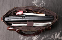 Oiled Leather Men's Red Brown Professional Briefcase 14‘’ Laptop Handbags Business Bag For Men - imessengerbags
