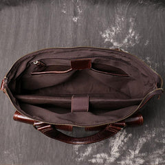 Oiled Leather Men's Red Brown Professional Briefcase 14‘’ Laptop Handbags Business Bag For Men - imessengerbags