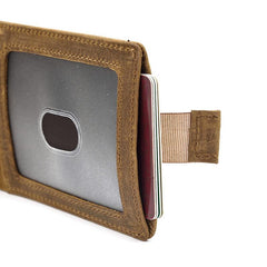 RFID Brown Leather Men's Small Wallet billfold Wallet Black Front Pocket Wallet For Men - imessengerbags