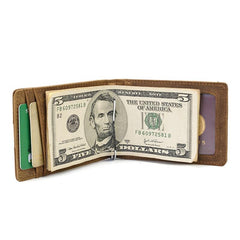 RFID Brown Leather Men's Small Wallet billfold Wallet Black Front Pocket Wallet For Men - imessengerbags