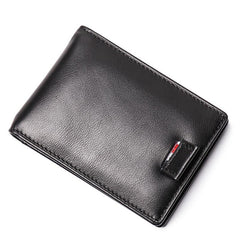 RFID Brown Leather Men's Small Wallet billfold Wallet Black Front Pocket Wallet For Men - imessengerbags