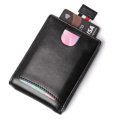 RFID Brown Leather Men's Small Wallet billfold Wallet Black Front Pocket Wallet For Men - imessengerbags