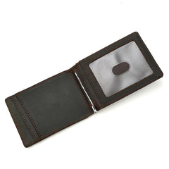 RFID Brown Leather Men's Small Wallet billfold Wallet Black Front Pocket Wallet For Men - imessengerbags