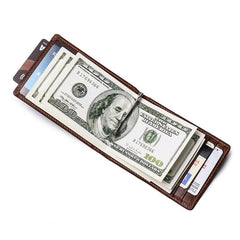RFID Brown Leather Men's Small Wallet billfold Wallet Black Front Pocket Wallet For Men - imessengerbags
