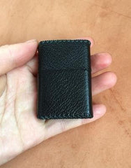 Cool Black Leather Mens Classic Zippo Lighter Case Handmade Standard Zippo Lighter Holder for Men - imessengerbags