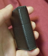 Cool Black Leather Mens Classic Zippo Lighter Case Handmade Standard Zippo Lighter Holder for Men - imessengerbags